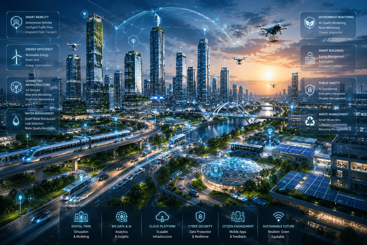 Infrastructure systems diagram — smart city coordination layers